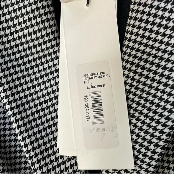 NWT Veronica Beard Cutaway Dickey BlazerIn Black Multi houndstooth Size 2